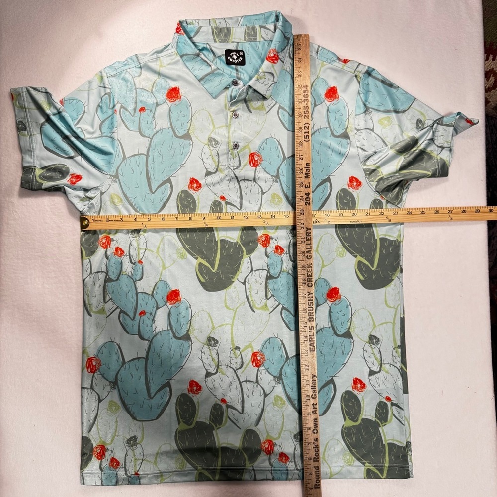 Raised by Coyotes Shirt Mens XL Green Cactus Graphic Golf Polo Southwest - Picture 4 of 10